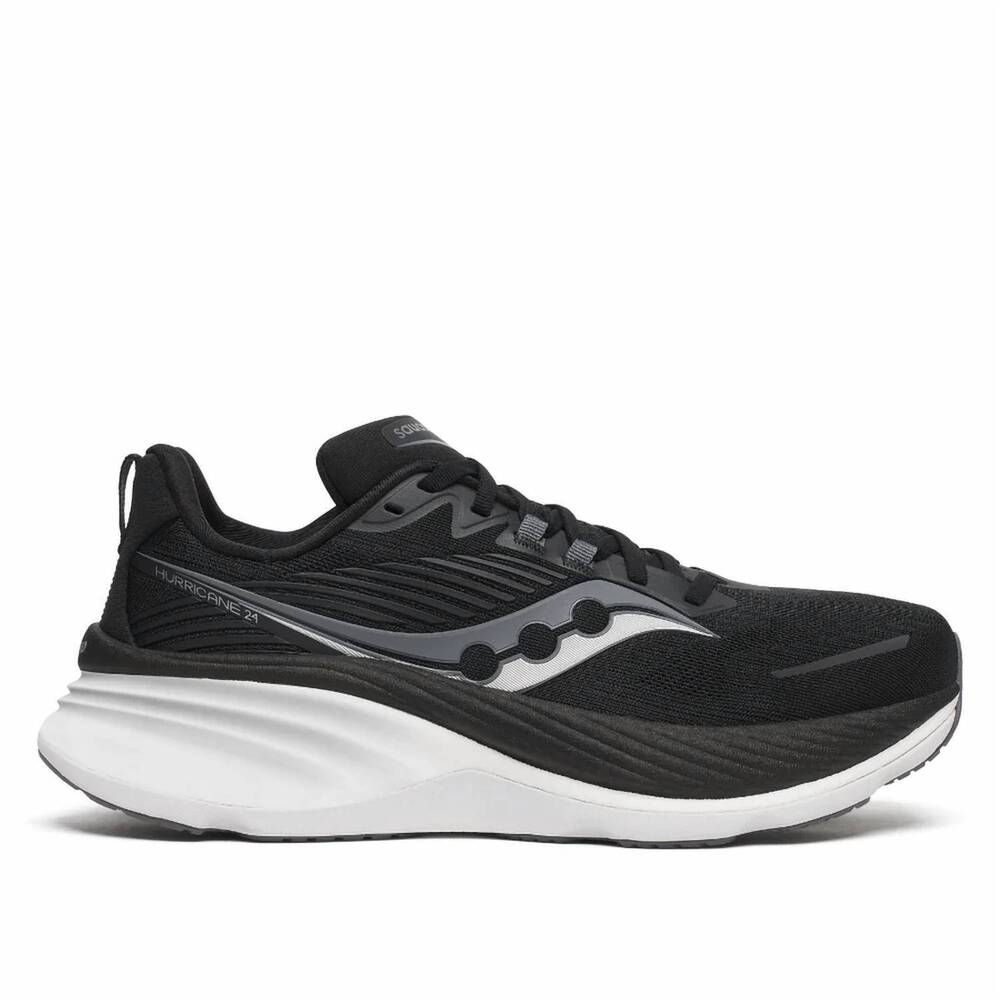 NEW SAUCONY men's hurricane 24 running shoes in black/carbon